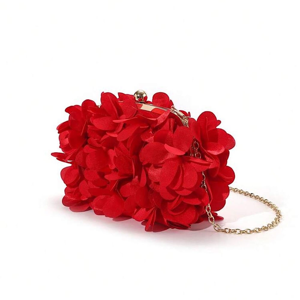 Red Floral Clutch Bag